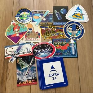 Lot Of 29 Vintage Spacecraft Satellite Stickers Hughes Boeing NASA DirecTV